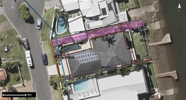 Aerial of 25 Gregory Drive, Carrara QLD 4211 with the block outlined