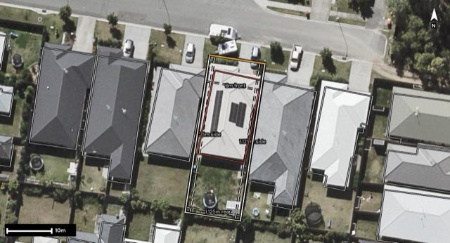 Aerial of 25 Mount Cooroora Street, Park Ridge QLD 4125 with the block outlined