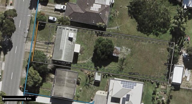 Aerial of 25 Somerset Street, Rochedale South QLD 4123 with the block outlined