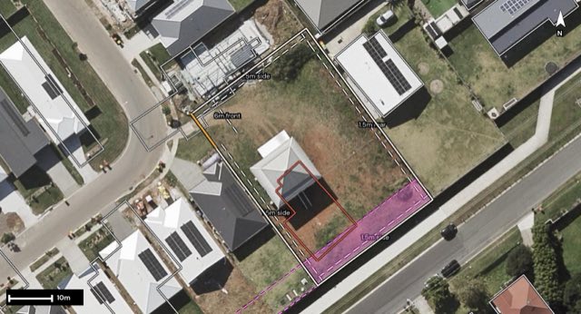 Aerial of 25 Spoonbill Street, Nudgee QLD 4014 with the block outlined
