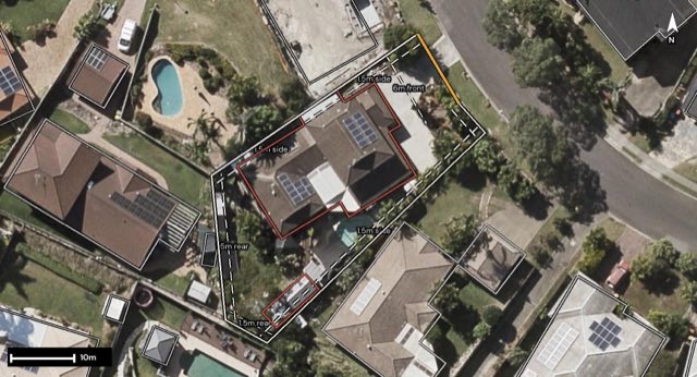 Aerial of 25 Turnberry Crescent, Albany Creek QLD 4035 with the block outlined