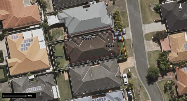 Aerial of 26 Dulwich Place, Forest Lake QLD 4078 with the block outlined
