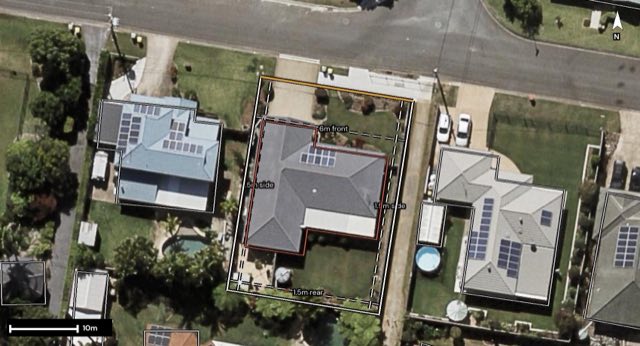 Aerial of 26 Kubiak Drive, Murrumba Downs QLD 4503 with the block outlined