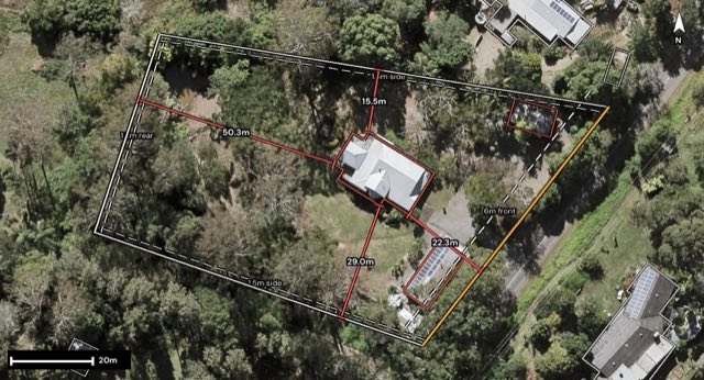 Aerial of 261 North Maleny Road, North Maleny QLD 4552 with the block outlined