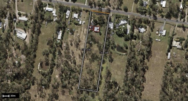 Aerial of 268-276 Stoney Camp Road, Park Ridge South QLD 4125 with the block outlined