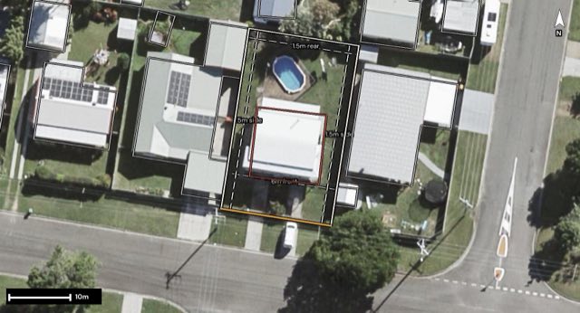 Aerial of 27 Caltowie Avenue, Banksia Beach QLD 4507 with the block outlined