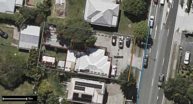 Aerial of 27 City Road, Beenleigh QLD 4207 with the block outlined