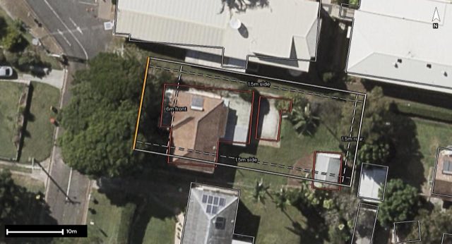 Aerial of 27 Deborah Street, Geebung QLD 4034 with the block outlined