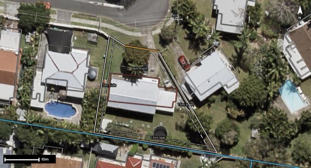 Aerial of 27 MacArthur Crescent, Slacks Creek QLD 4127 with the block outlined
