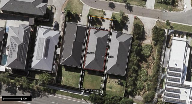 Aerial of 27 Pelion Street, Bridgeman Downs QLD 4035 with the block outlined