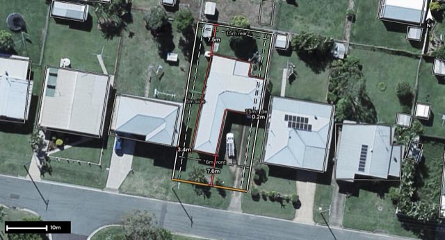 Aerial of 27 Skinner Street, Gatton QLD 4343 with the block outlined