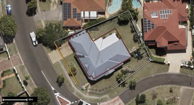 Aerial of 28 Azalea Crescent, Calamvale QLD 4116 with the block outlined