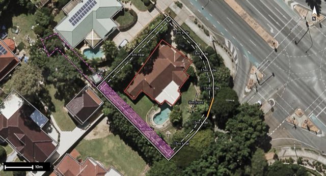 Aerial of 280 Dohles Rocks Road, Murrumba Downs QLD 4503 with the block outlined