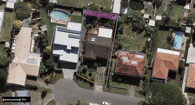 Aerial of 29 Darlington Street, Macgregor QLD 4109 with the block outlined