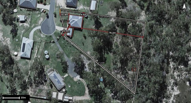 Aerial of 29 Lillypilly Place, Regency Downs QLD 4341 with the block outlined