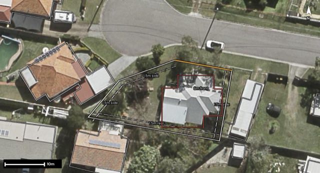 Aerial of 3 Beulah Street, Moorooka QLD 4105 with the block outlined