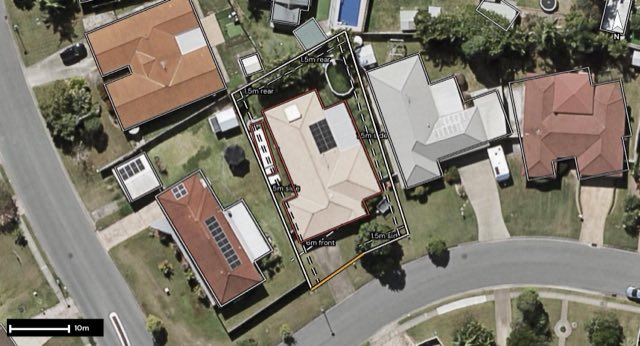 Aerial of 3 Blackbutt Court, Warner QLD 4500 with the block outlined