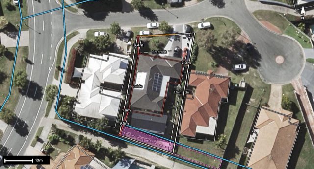 Aerial of 3 Carallia Court, Ormeau QLD 4208 with the block outlined