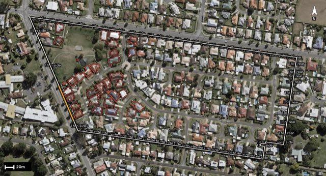 Aerial of 3 Challenger Avenue, Flinders View QLD 4305 with the block outlined