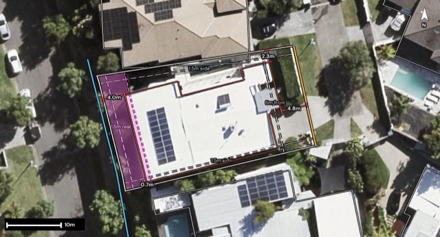 Aerial of 3 Connelly Court, Mudgeeraba QLD 4213 with the block outlined