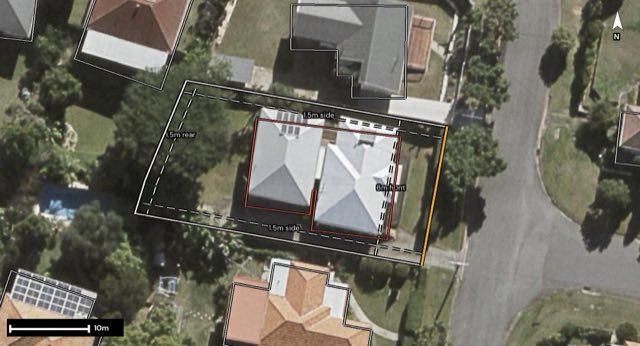 Aerial of 3 Dunstan Street, Moorooka QLD 4105 with the block outlined