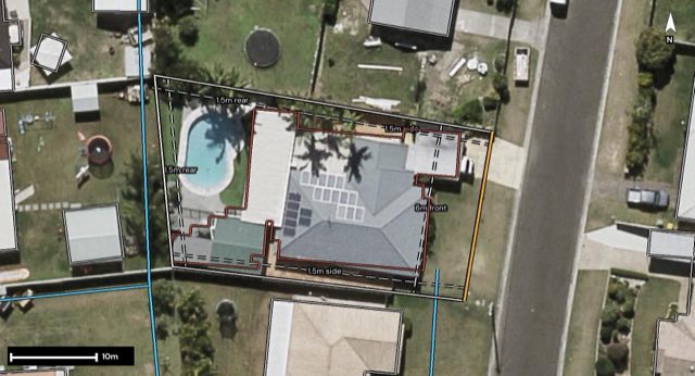 Aerial of 3 Gingko Crescent, Regents Park QLD 4118 with the block outlined