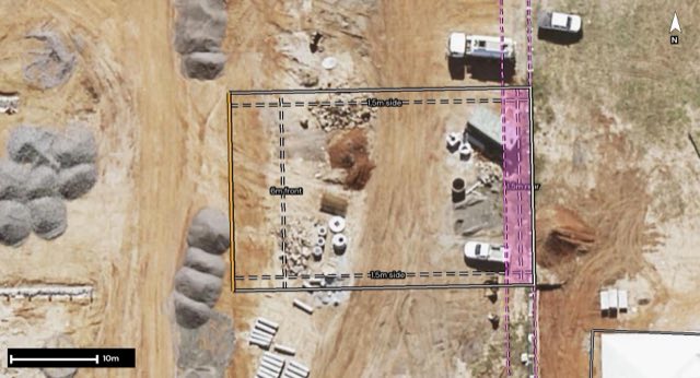 Aerial of 3 Goshawk Street, Glass House Mountains QLD 4518 with the block outlined