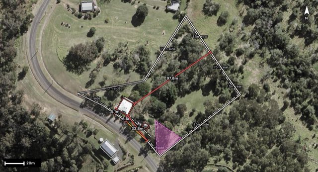 Aerial of 3 Philip Court, Summerholm QLD 4341 with the block outlined