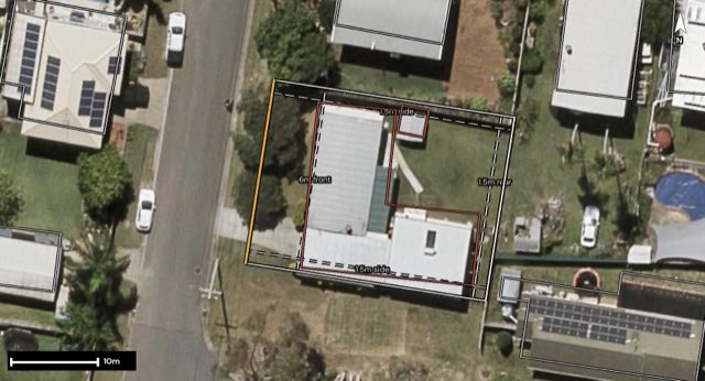 Aerial of 3 Rosenlund Street, Kallangur QLD 4503 with the block outlined