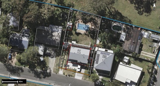 Aerial of 3 The Domain Xxx, Nerang QLD 4211 with the block outlined