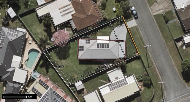 Aerial of 3 Willow Street, Kippa-Ring QLD 4021 with the block outlined