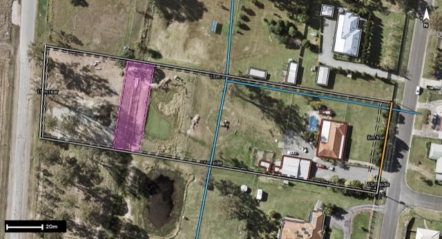 Aerial of 30-34 Merton Street, Jimboomba QLD 4280 with the block outlined