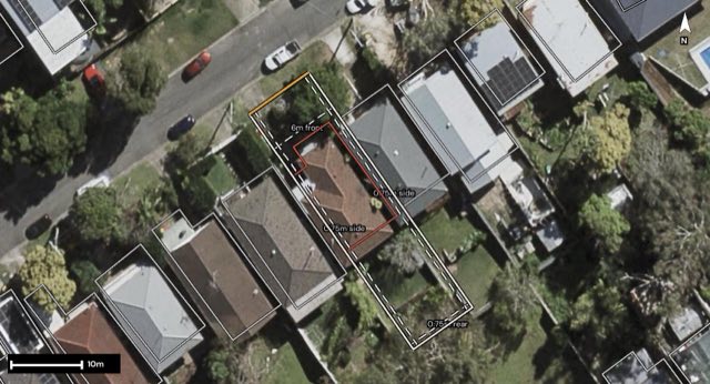 Aerial of 30 Dobbs Street, Holland Park West QLD 4121 with the block outlined