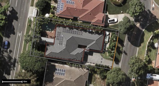 Aerial of 30 Habitat Place, Bridgeman Downs QLD 4035 with the block outlined