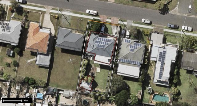 Aerial of 30 Parkmore Street, Boondall QLD 4034 with the block outlined