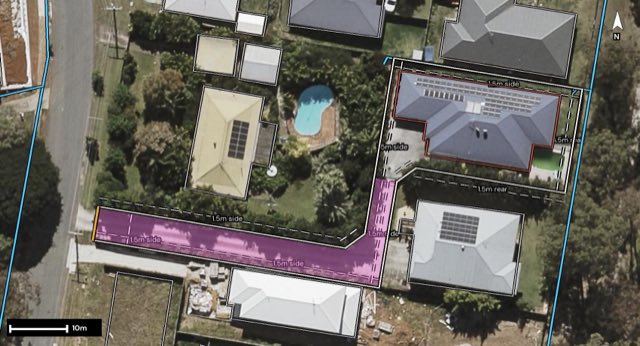 Aerial of 30 Utrecht Street, Cornubia QLD 4130 with the block outlined