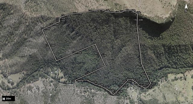 Aerial of 3009 Christmas Creek Road, Lamington QLD 4285 with the block outlined