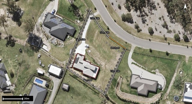 Aerial of 31-35 Barcoo Drive, New Beith QLD 4124 with the block outlined