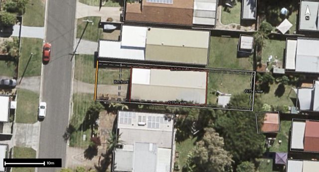 Aerial of 31 Langdon Street, Cleveland QLD 4163 with the block outlined