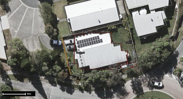 Aerial of 31 The Promenade Xxx, Pelican Waters QLD 4551 with the block outlined