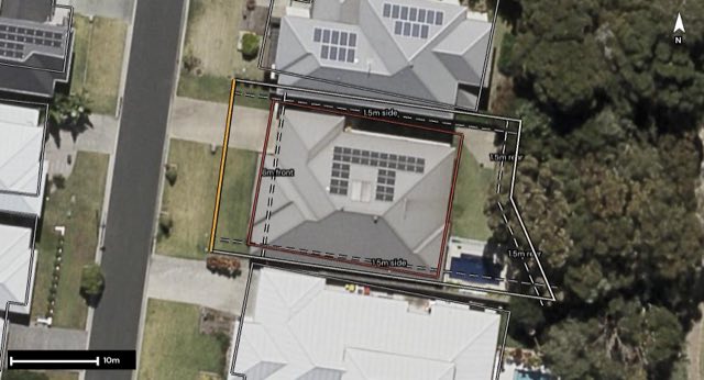 Aerial of 32 Hampden Street, North Lakes QLD 4509 with the block outlined