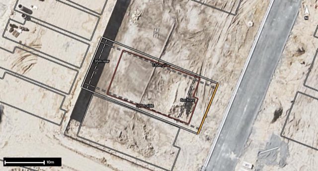 Aerial of 32 Snowdonia Crescent, Yarrabilba QLD 4207 with the block outlined
