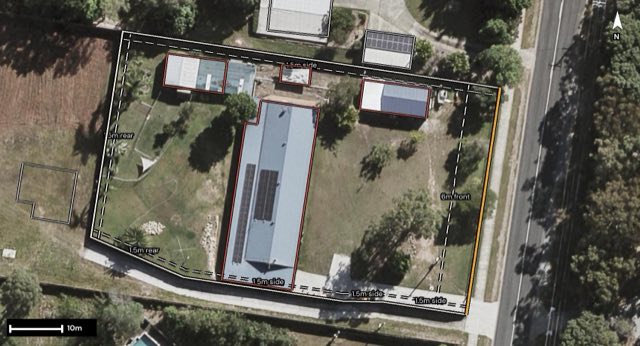 Aerial of 328 Hauton Road, Burpengary QLD 4505 with the block outlined