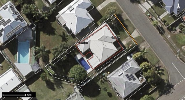 Aerial of 33 Davenant Street, Banyo QLD 4014 with the block outlined