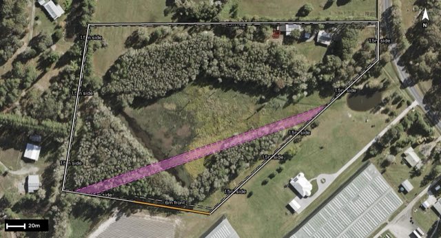 Aerial of 335-337 Markwell Road, Caboolture QLD 4510 with the block outlined