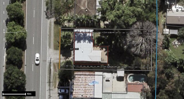 Aerial of 338 Kingston Road, Slacks Creek QLD 4127 with the block outlined