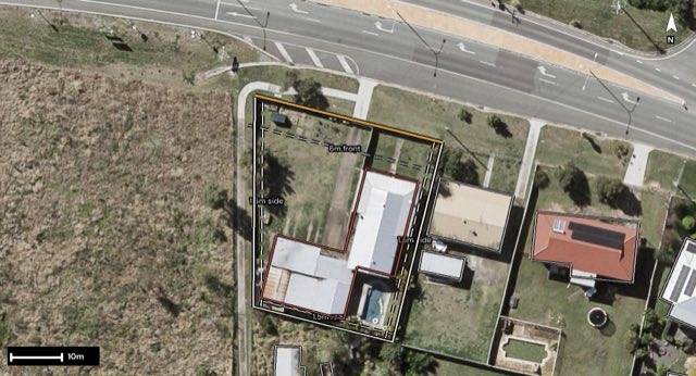 Aerial of 34 Bromelton Street, Beaudesert QLD 4285 with the block outlined