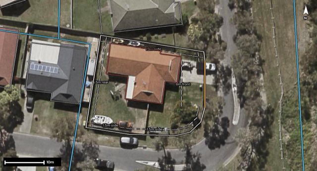 Aerial of 35 Billabong Drive, Crestmead QLD 4132 with the block outlined