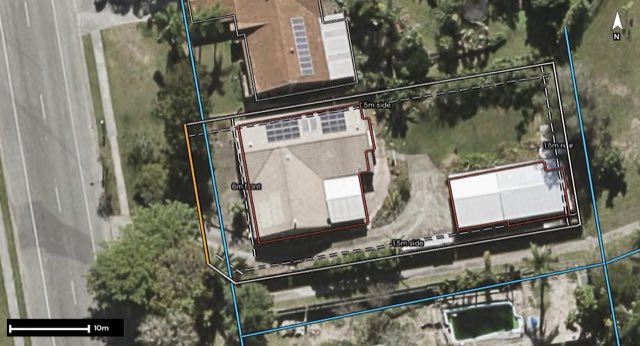 Aerial of 356 Chatswood Road, Shailer Park QLD 4128 with the block outlined