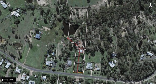 Aerial of 35B Jahn Drive, Glenore Grove QLD 4342 with the block outlined